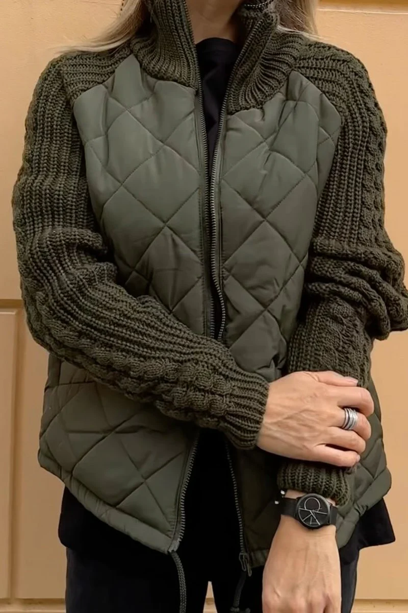 Women's Knitted patchwork casual padded Coats